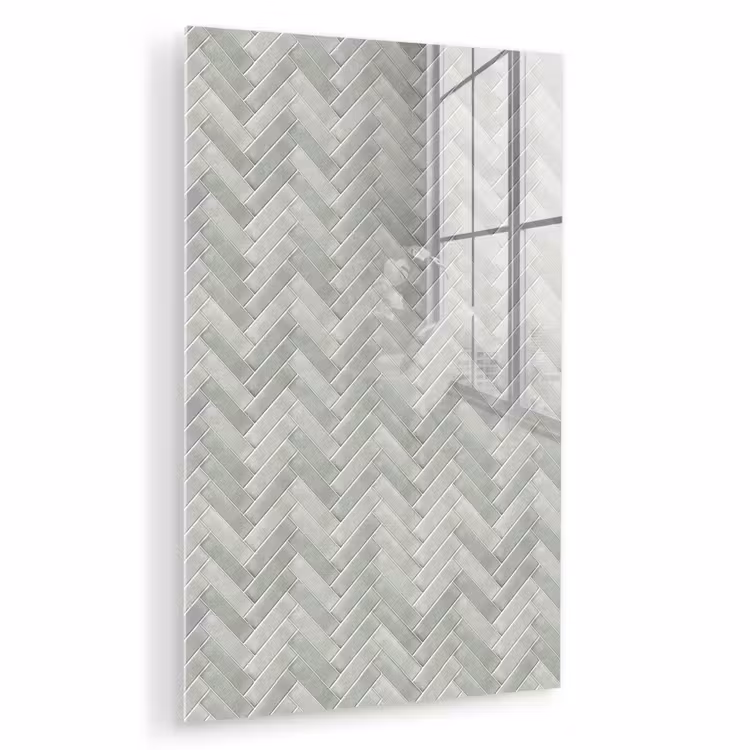 Glas schilderij - Visgraat - Wandtegel - Grijs — 1