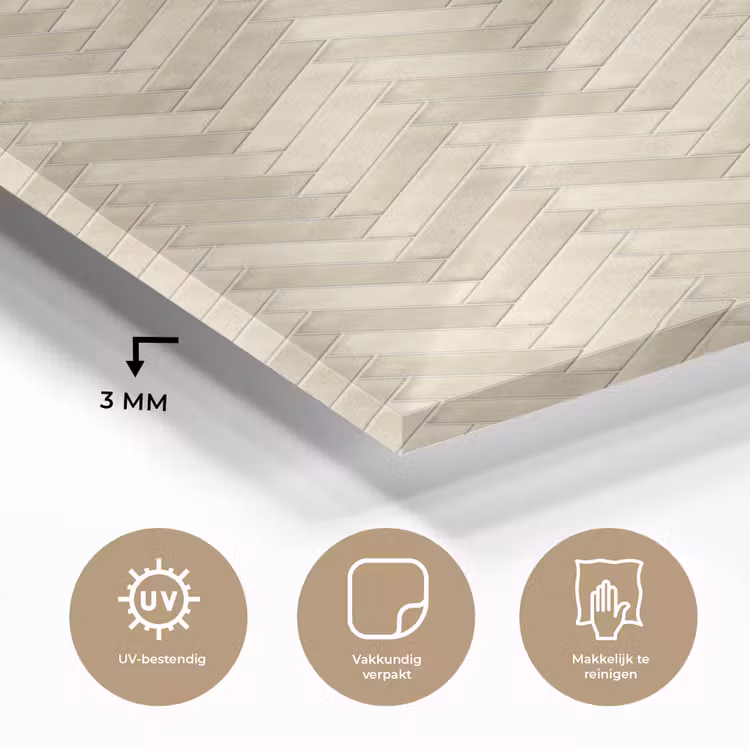Glas schilderij - Visgraat - Wandtegel - Licht Beige — 3