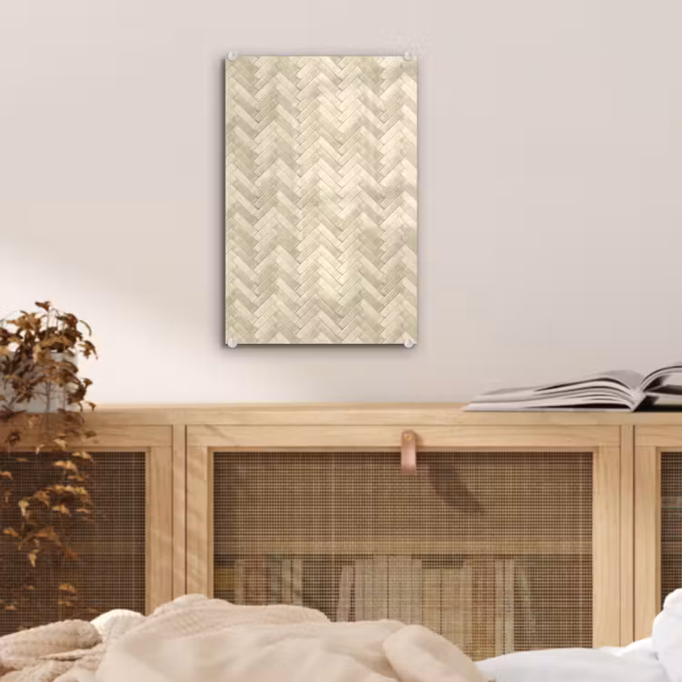 Glas schilderij - Visgraat - Wandtegel - Licht Beige — 5
