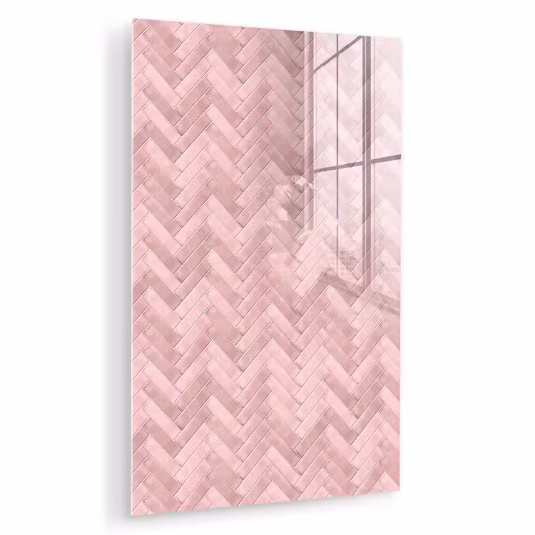 Glas schilderij - Visgraat - Wandtegel - Lichtroze — 1