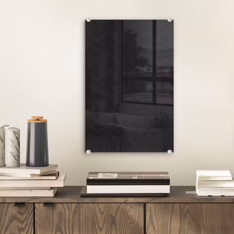 Glas schilderij - Visgraat - Wandtegel - Mat - Zwart — 2