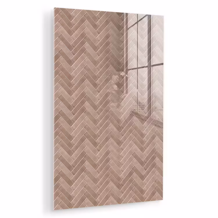 Glas schilderij - Visgraat - Wandtegel - Oudroze - Terracotta — 1