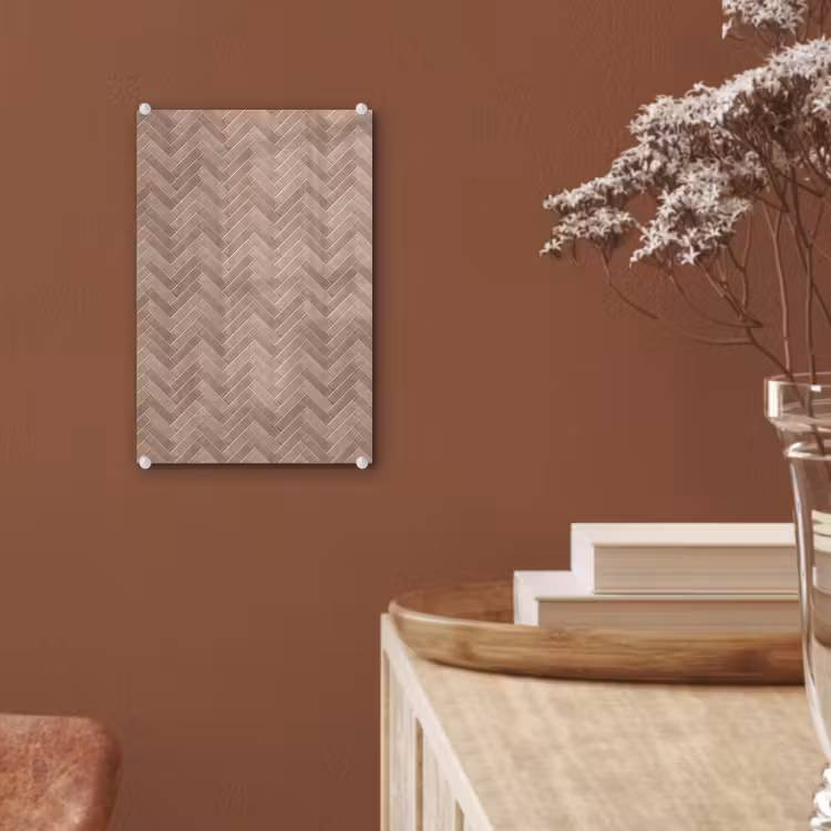 Glas schilderij - Visgraat - Wandtegel - Oudroze - Terracotta — 6