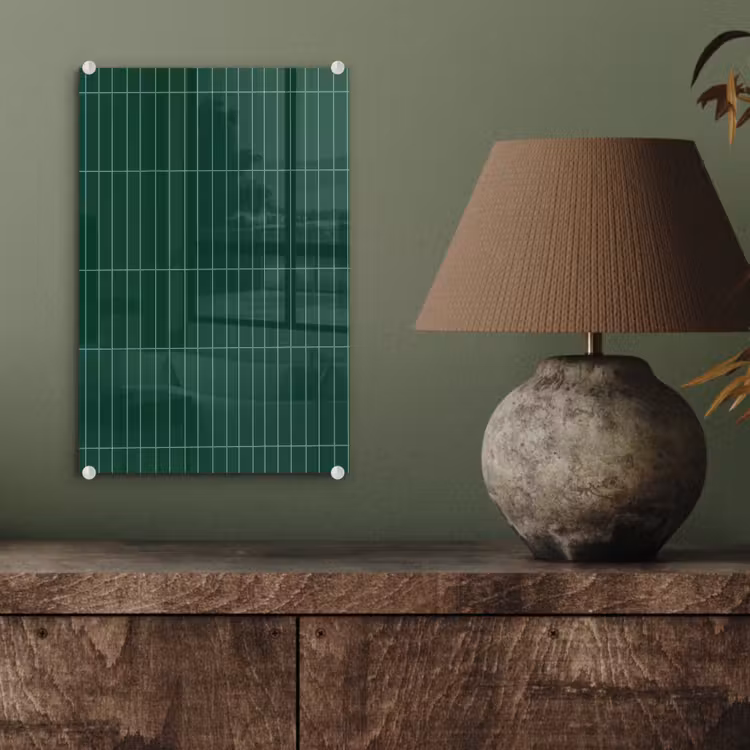 Glas schilderij - Patroon - Tegels - Donkergroen — 4