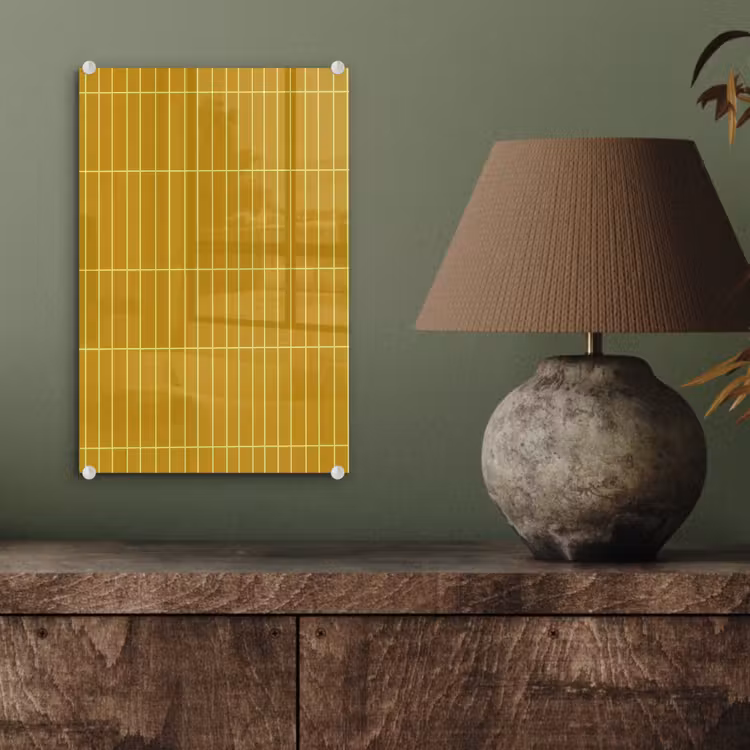 Glas schilderij - Tegels - Verticaal - Mosterdgeel — 4