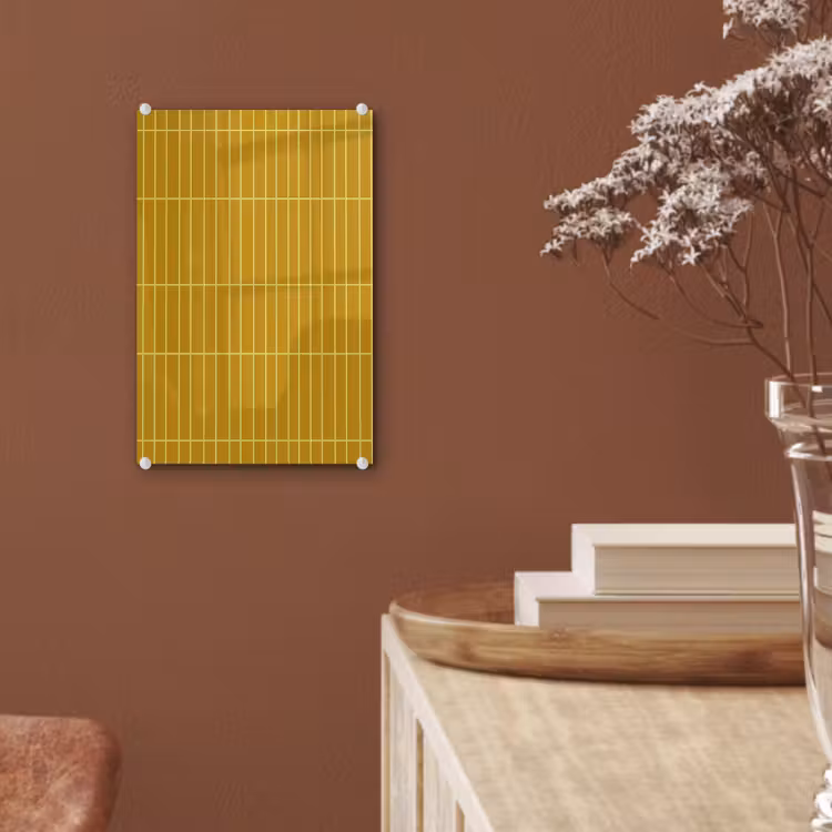 Glas schilderij - Tegels - Verticaal - Mosterdgeel — 6
