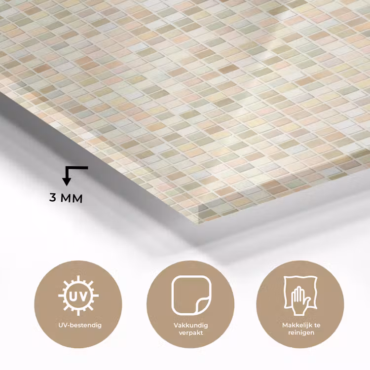 Glas schilderij - Mozaïek - Patroon - Beige — 3
