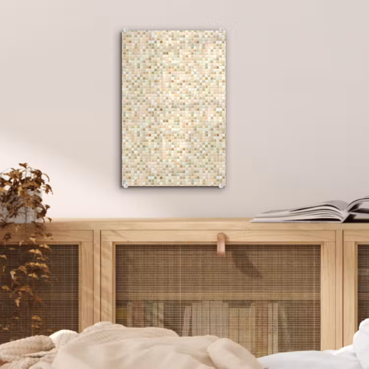 Glas schilderij - Mozaïek - Patroon - Beige — 5