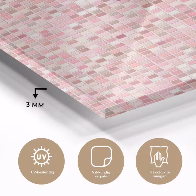 Glas schilderij - Mozaïek - Patroon - Roze — 3