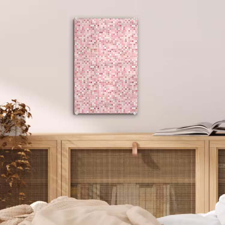 Glas schilderij - Mozaïek - Patroon - Roze — 5