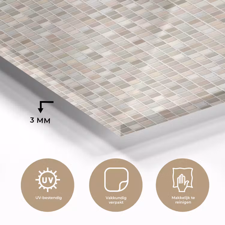 Glas schilderij - Mozaïek - Patroon- Taupe — 3