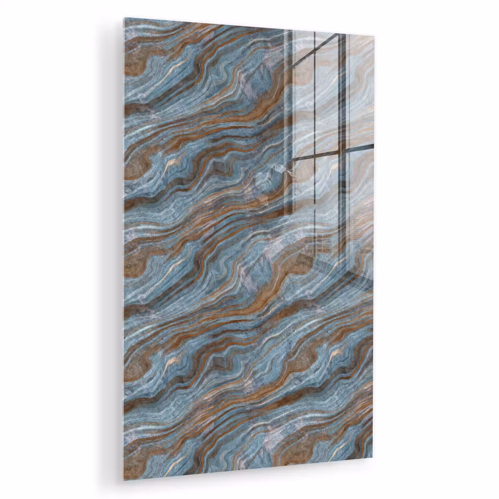 Glas schilderij - Patroon - Steen - Blauw — 1