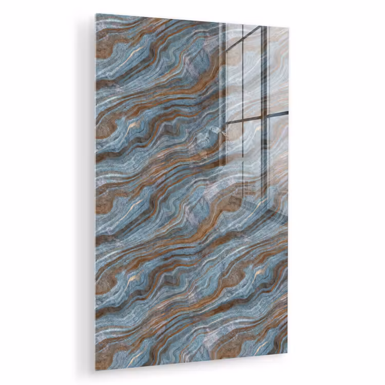 Glas schilderij - Patroon - Steen - Blauw — 1