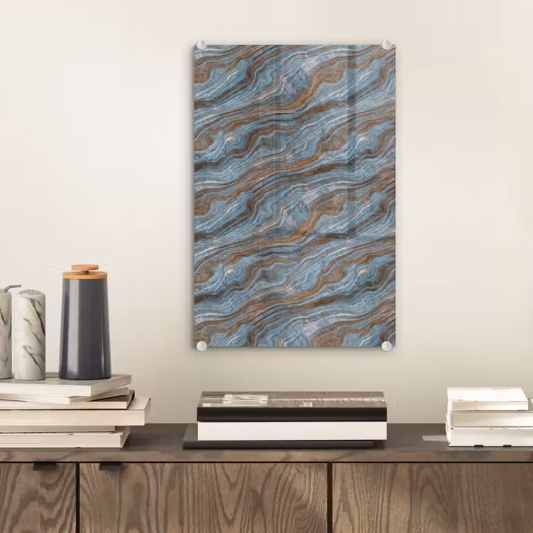 Glas schilderij - Patroon - Steen - Blauw — 2