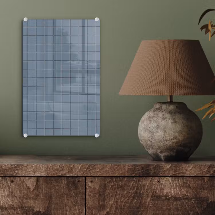 Glas schilderij - Patroon - Tegel - Blauwgrijs — 4