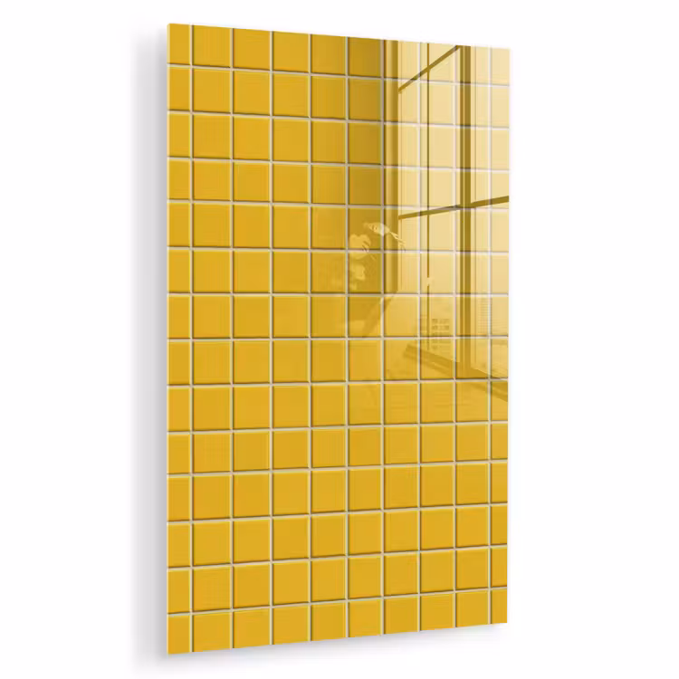 Glas schilderij - Patroon - Tegel - Okergeel — 1