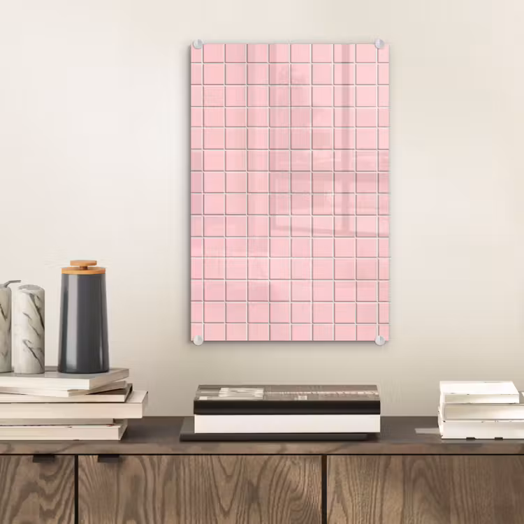 Glas schilderij - Patroon - Tegel - Pastelroze — 2