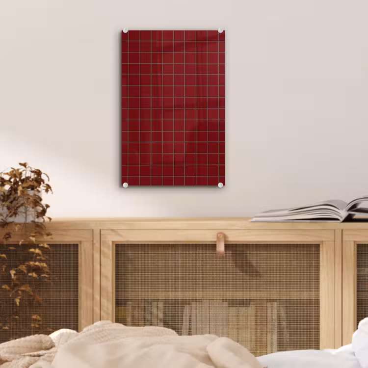 Glas schilderij - Patroon - Tegels - Burgundy — 5