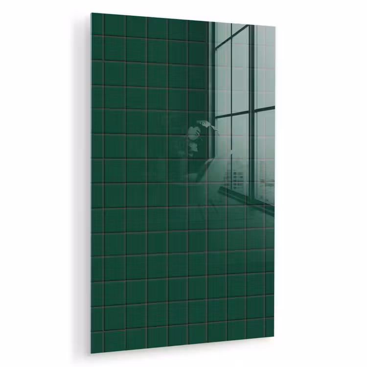 Glas schilderij - Patroon - Tegels - Dennen - Groen — 1