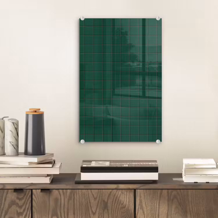 Glas schilderij - Patroon - Tegels - Dennen - Groen — 2