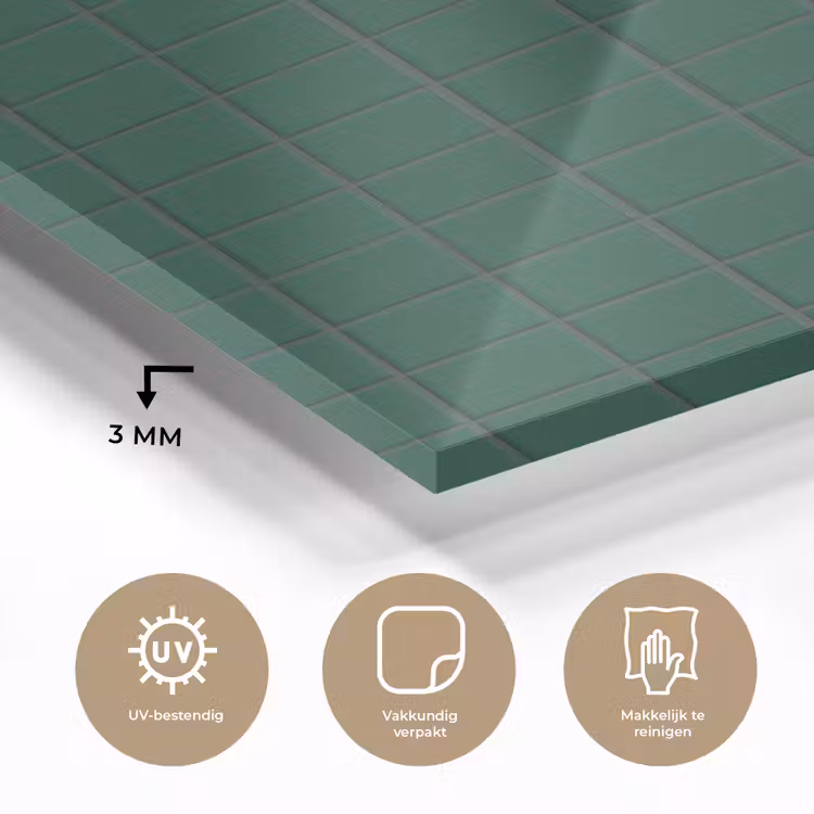 Glas schilderij - Patroon - Tegels - Dennen - Groen — 3