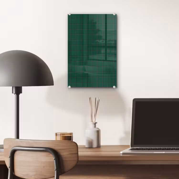 Glas schilderij - Patroon - Tegels - Dennen - Groen — 7