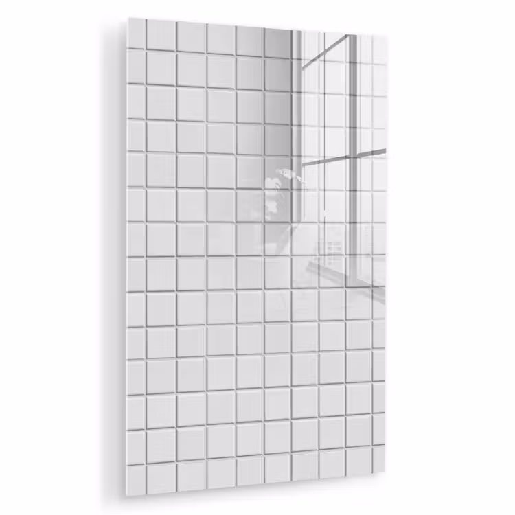 Glas schilderij - Patroon - Tegels - Grijs - Wit — 1