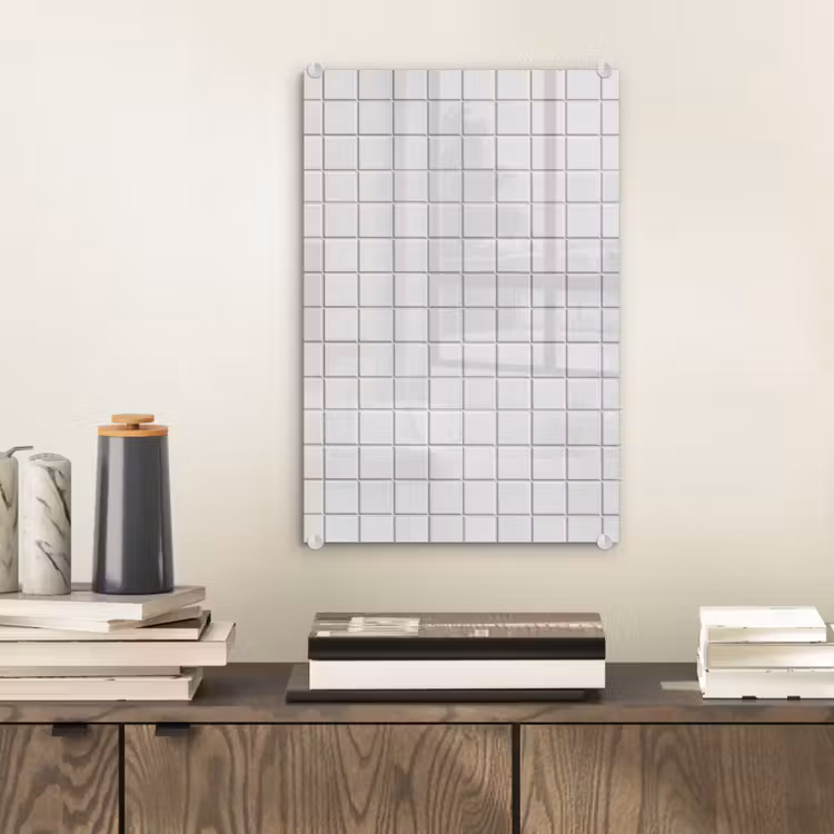 Glas schilderij - Patroon - Tegels - Grijs - Wit — 2