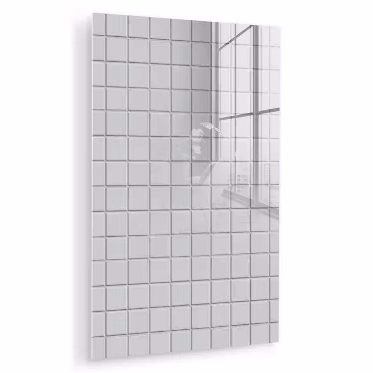 Glas schilderij - Patroon - Tegels - Licht - Grijs — 1