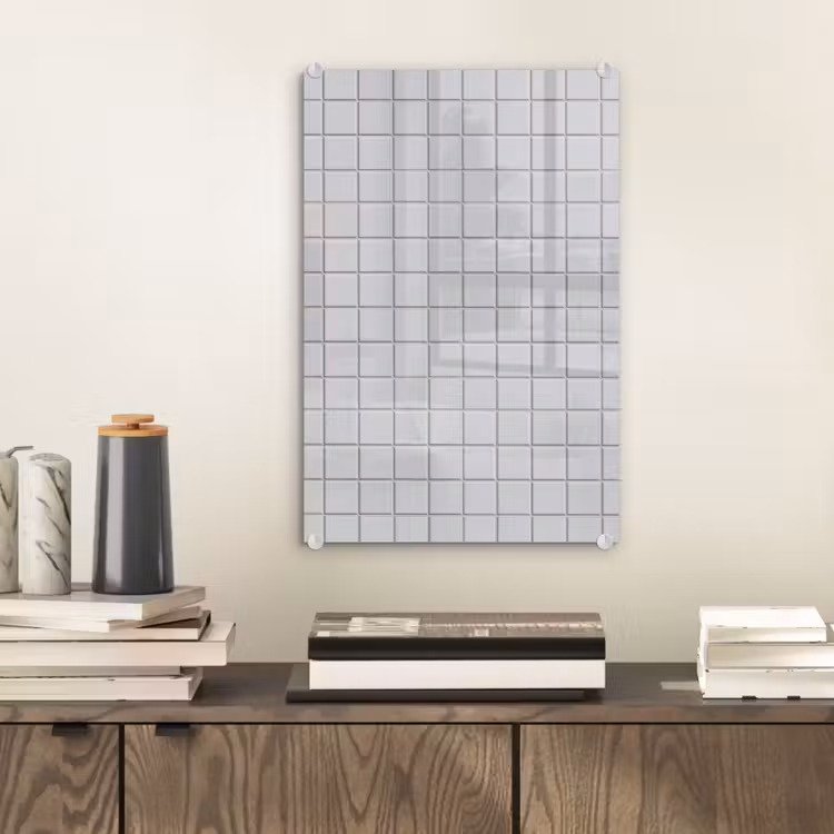 Glas schilderij - Patroon - Tegels - Licht - Grijs — 2