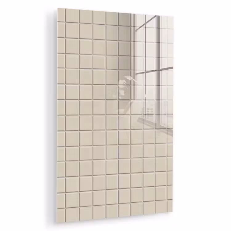 Glas schilderij - Patroon - Tegels - Taupe — 1