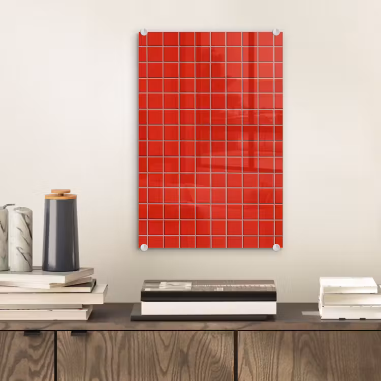 Glas schilderij - Tegel - Patroon - Kersen - Rood — 2