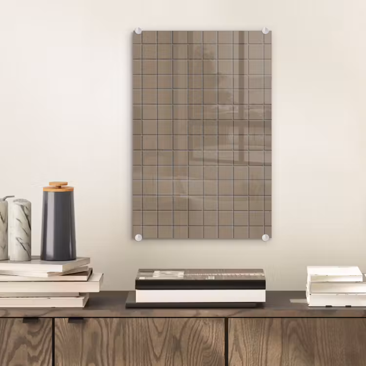 Glas schilderij - Tegel - Patroon - Taupe — 2