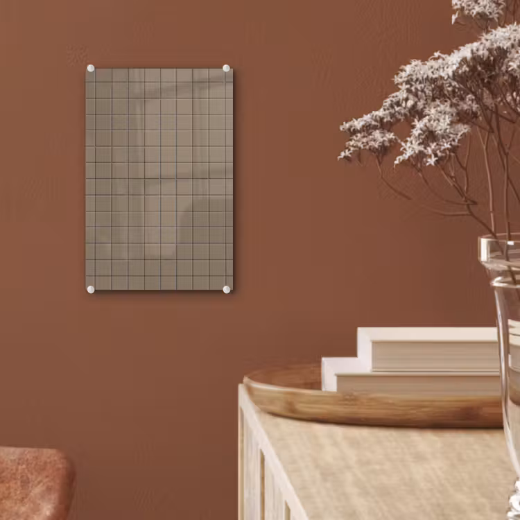 Glas schilderij - Tegel - Patroon - Taupe — 6