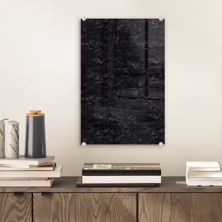 Glas schilderij - Tegels - Patroon - Marmer - Zwart — 2