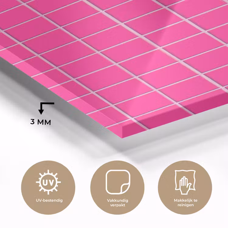 Glas schilderij - Tegels - Vierkant - Fuchsia — 3