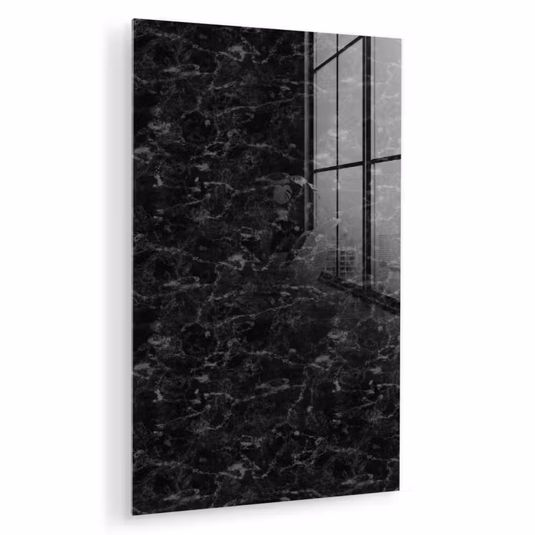 Glas schilderij - Marmer - Aders - Zwart — 1
