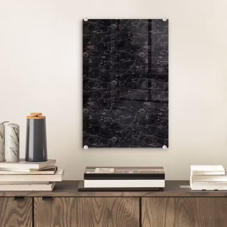 Glas schilderij - Marmer - Aders - Zwart — 2
