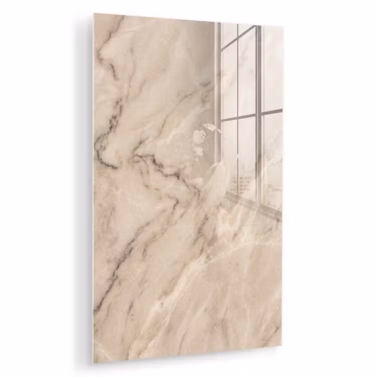Glas schilderij - Marmer - Patroon - Abstract - Modern - Beige — 1