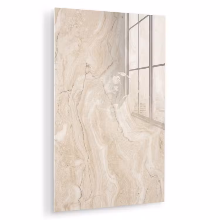 Glas schilderij - Marmer - Patroon - Beige - Steen - Abstract — 1