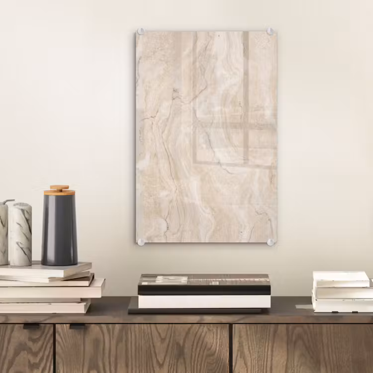 Glas schilderij - Marmer - Patroon - Beige - Steen - Abstract — 2
