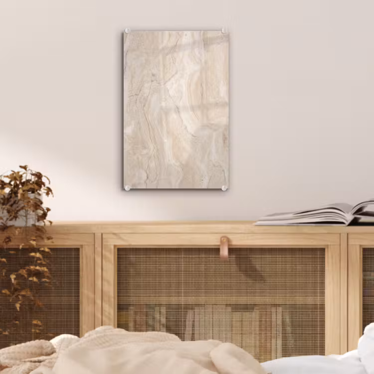 Glas schilderij - Marmer - Patroon - Beige - Steen - Abstract — 5