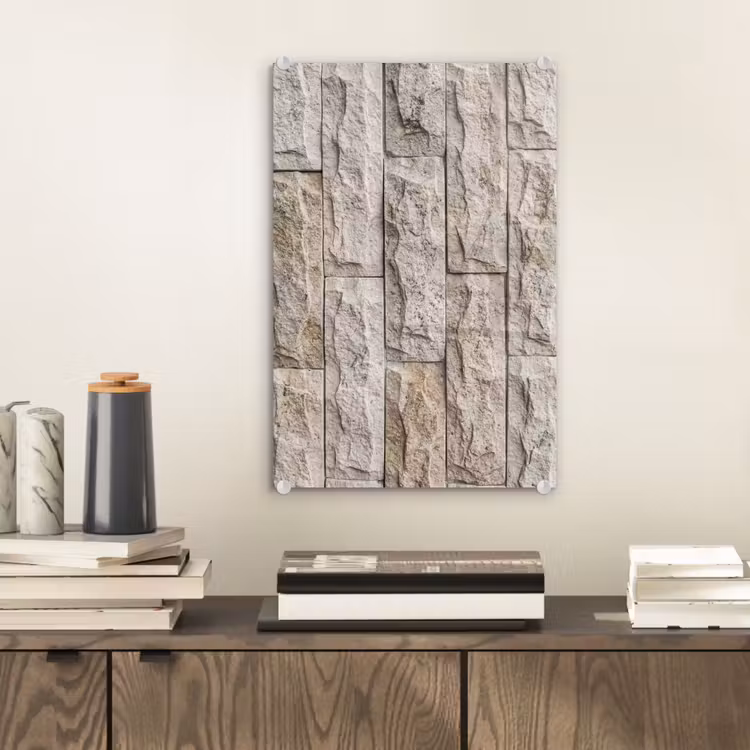Glas schilderij - Muur - Steen - Ruw - Beige - Textuur — 2
