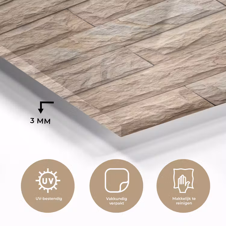 Glas schilderij - Muur - Steen - Ruw - Textuur - Beige — 3