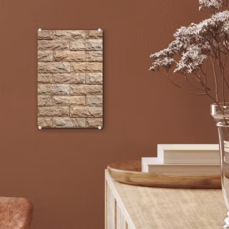 Glas schilderij - Muur - Steen - Ruw - Textuur - Beige — 6