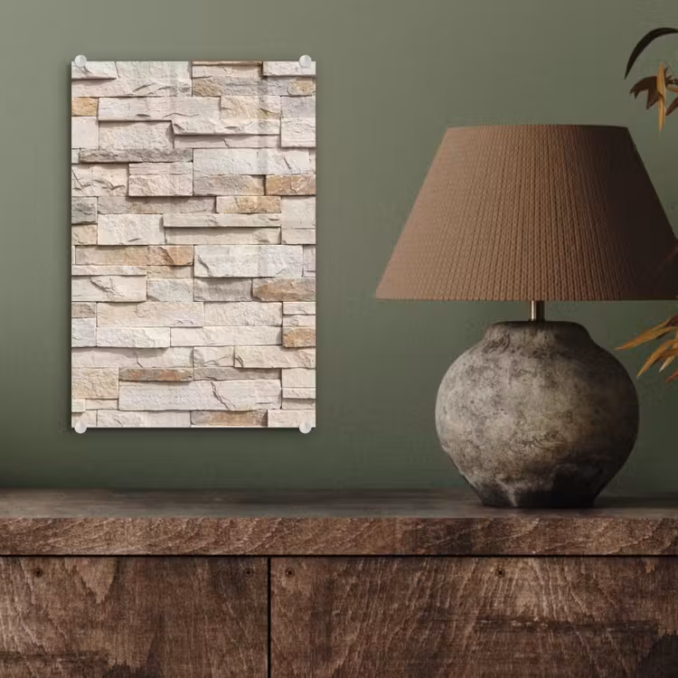 Glas schilderij - Steen - Muur - Textuur - Rustiek - Beige — 4