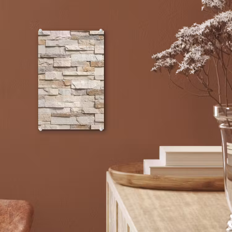 Glas schilderij - Steen - Muur - Textuur - Rustiek - Beige — 6