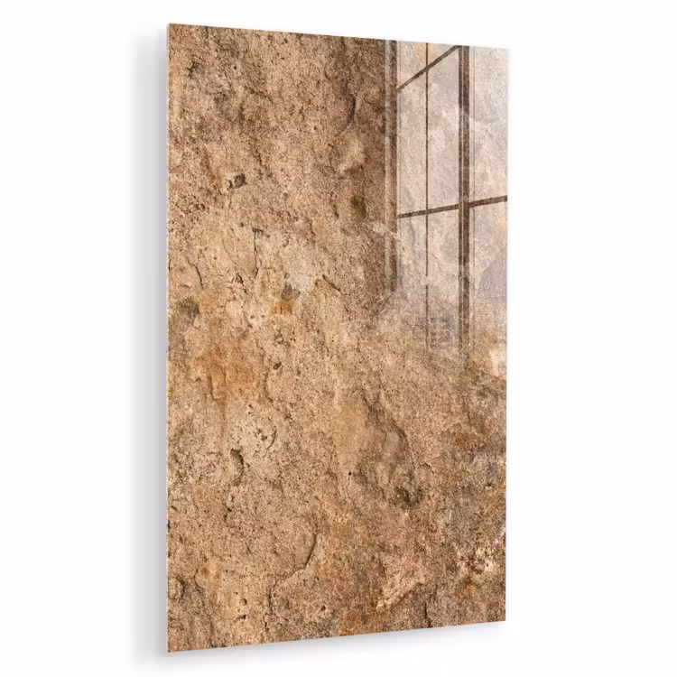 Glas schilderij - Steen - Natuur - Textuur - Abstract - Bruin — 1