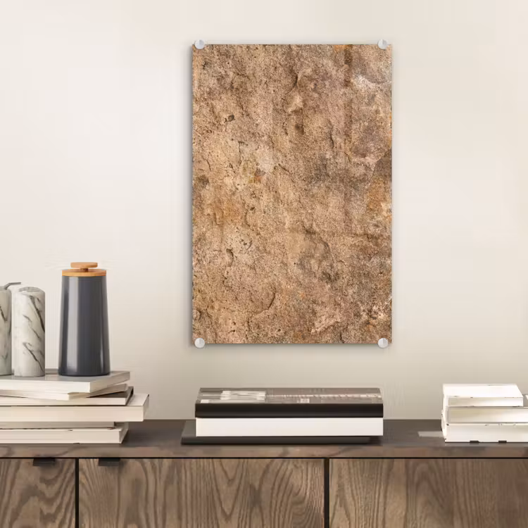 Glas schilderij - Steen - Natuur - Textuur - Abstract - Bruin — 2
