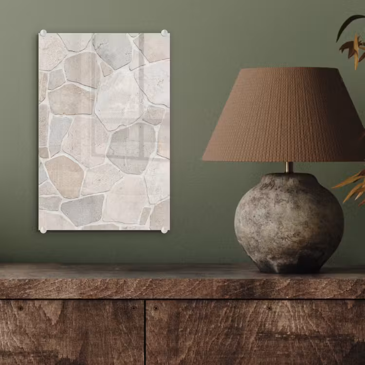 Glas schilderij - Steen - Patroon - Textuur - Beige — 4